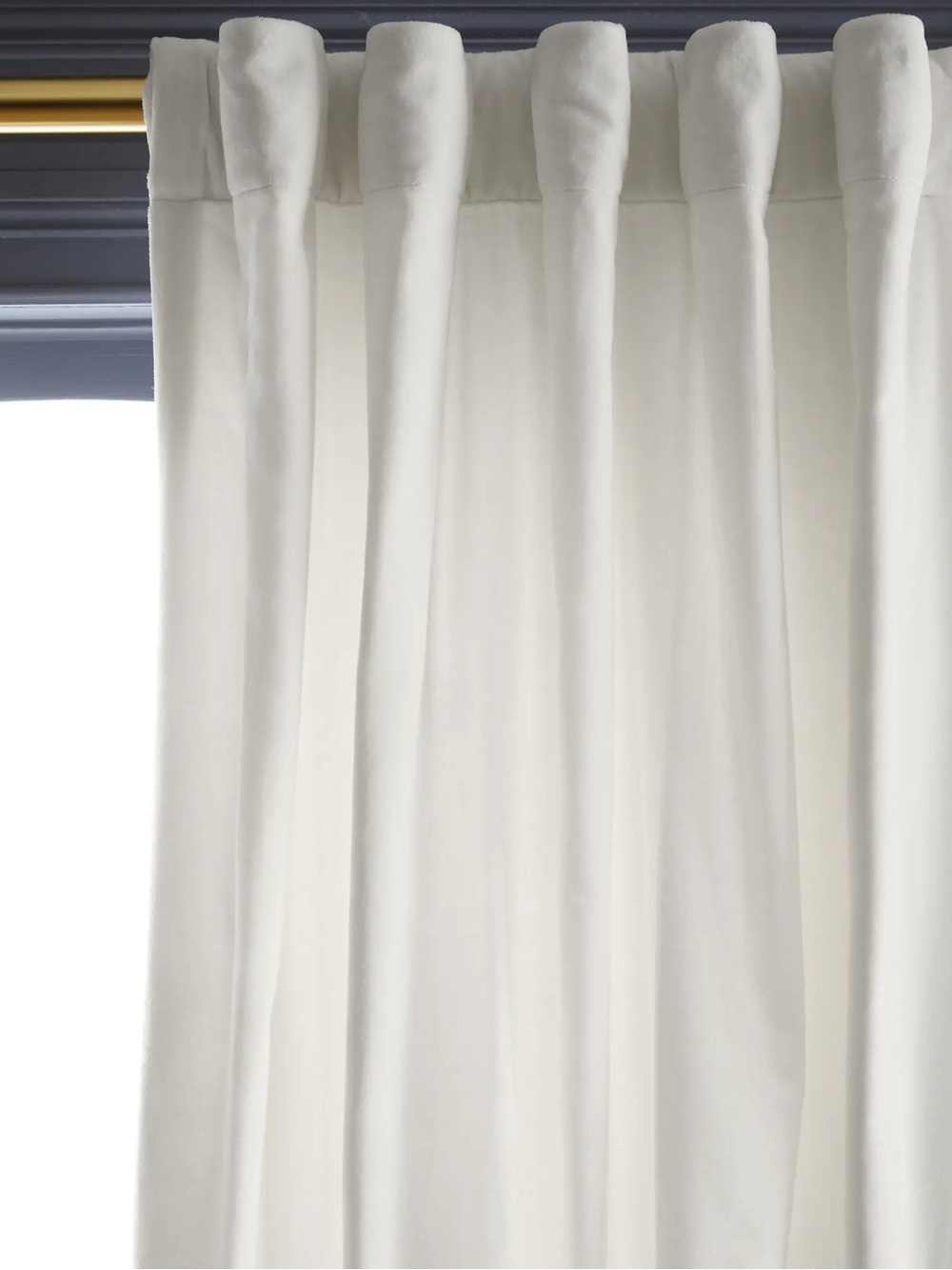 NWT QUINCE Set Of 2 48x84 Cotton Velvet Curtains Ivory 8670 - Picture 3 of 12
